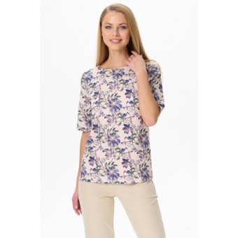 Футболка  женская       из вискозы       бежевая  Цветы