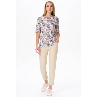 Футболка  женская       из вискозы       бежевая  Цветы