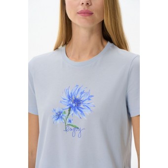 Футболка  женская       трикотажная       серая  Цветы