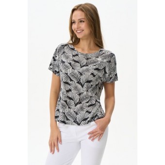 Джемпер  женский       трикотажный       Белый, Черный  Листья