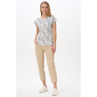 Футболка  женская       трикотажная       зеленая  Цветы   