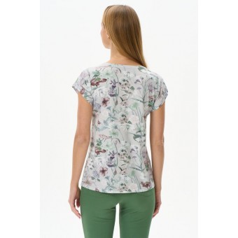 Футболка  женская       трикотажная       зеленая  Цветы