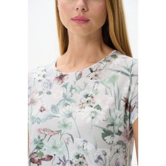 Футболка  женская       трикотажная       зеленая  Цветы