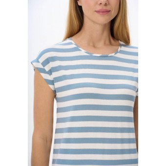 Футболка  женская       трикотажная       Белый, Серый  Полоска