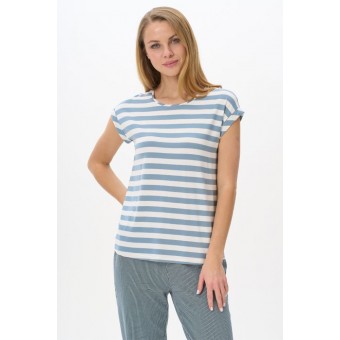 Футболка  женская       трикотажная       Белый, Серый  Полоска