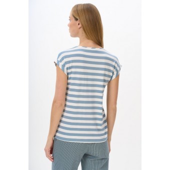 Футболка  женская       трикотажная       Белый, Серый  Полоска