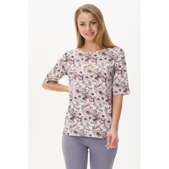 Футболка  женская       трикотажная       розовая  Цветы   