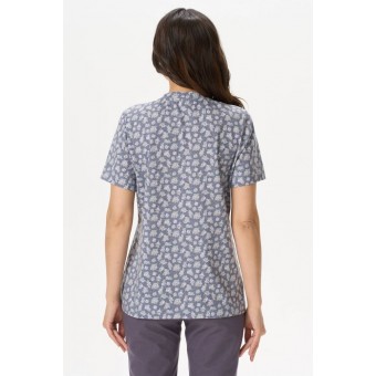 Футболка  женская       трикотажная       серая  Цветы