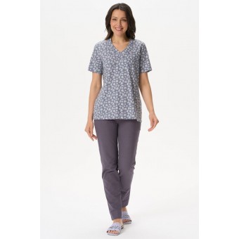 Футболка  женская       трикотажная       серая  Цветы