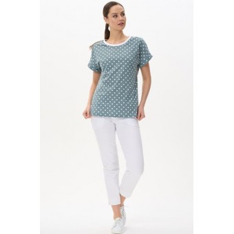 Футболка  женская       трикотажная       зеленая  Горох