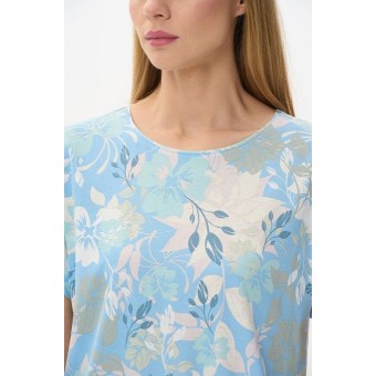 Футболка  женская       трикотажная       голубая  Цветы   