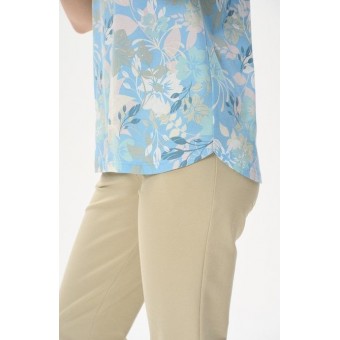 Футболка  женская       трикотажная       голубая  Цветы   