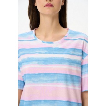 Футболка  женская       трикотажная       Голубой, Розовый  Полоска