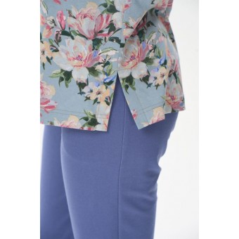 Футболка  женская       трикотажная       голубая  Цветы