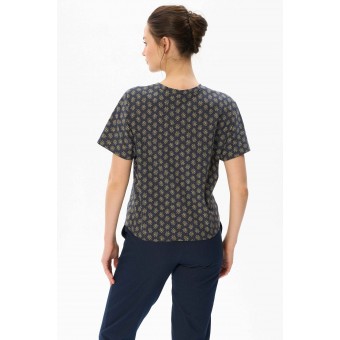 Футболка  женская       трикотажная       Темно-синий  Цветы