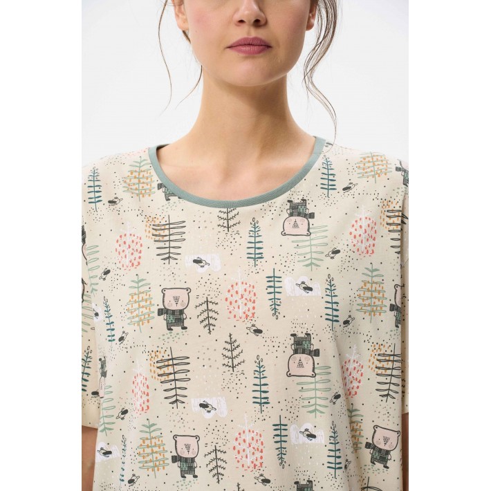 Футболка женская из хлопка Светло-бежевый Принт