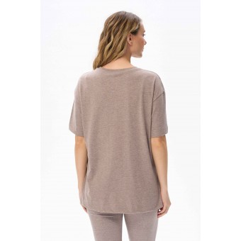 Футболка  женская       трикотажная       бежевая  Принт