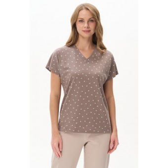 Футболка  женская       из кулирки       коричневая  Абстракция   