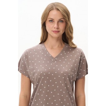 Футболка  женская       из кулирки       коричневая  Абстракция   