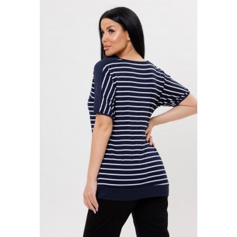 Футболка  женская       из кулирки       Белый, Синий  Полоска Kuzina