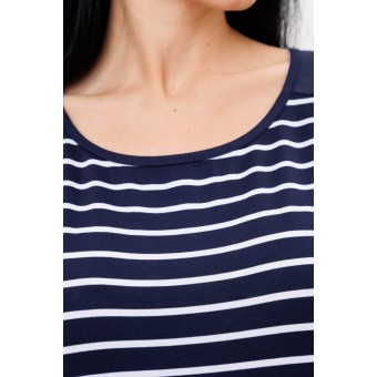 Футболка  женская       из кулирки       Белый, Синий  Полоска Kuzina