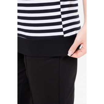 Футболка  женская       из кулирки       Белый, Черный  Полоска Kuzina