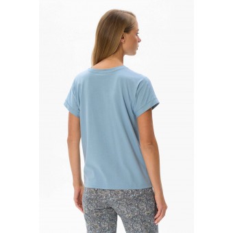 Футболка  женская       Пенье       голубая  однотонная