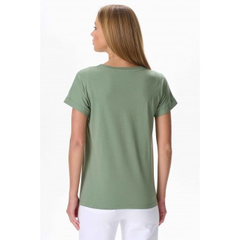 Футболка  женская       трикотажная       зеленая  однотонная