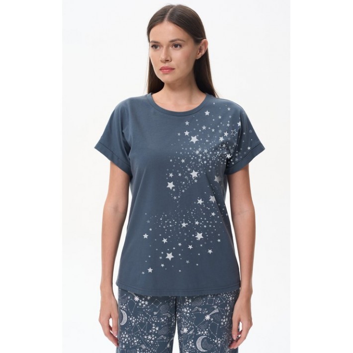 Футболка женская Пенье синяя Принт