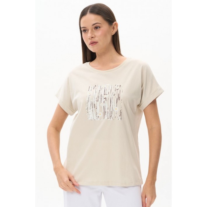 Футболка женская Пенье бежевая Принт