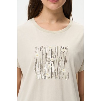 Футболка  женская       Пенье       бежевая  Принт   