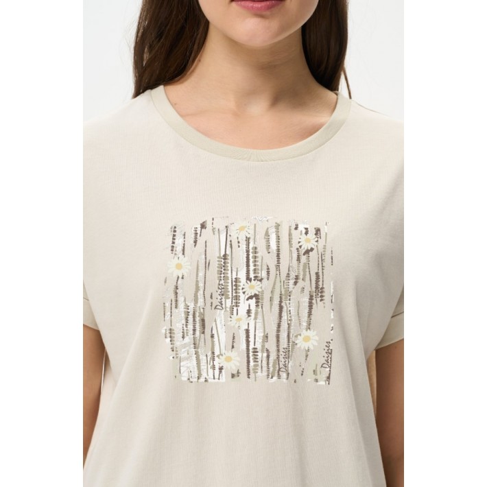 Футболка женская Пенье бежевая Принт