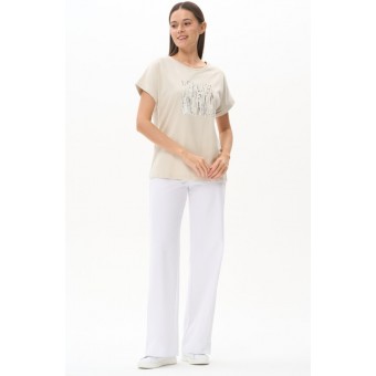 Футболка  женская       Пенье       бежевая  Принт   