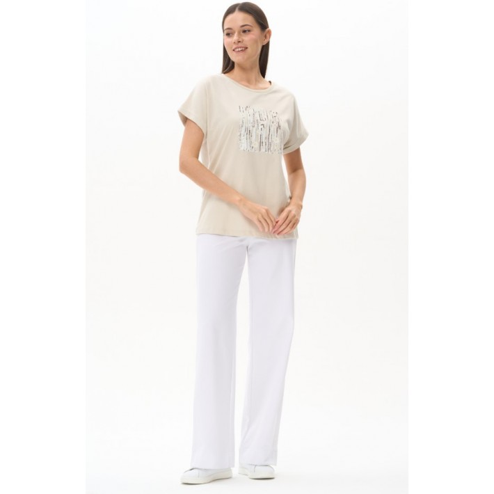 Футболка женская Пенье бежевая Принт