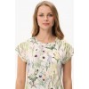 Футболка женская трикотажная бежевая Цветы