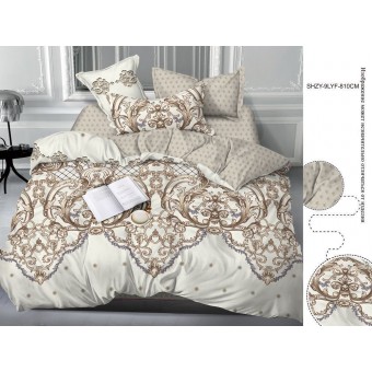 Простыня       180х215  двуспальная из сатина       бежевая  Рисунок Бояртекс  