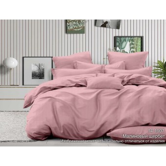Простыня       180х215  двуспальная из сатина-страйп       розовая  Полоска Гелиос  
