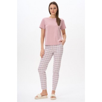 Брюки  женские       трикотажные       Пудровый     