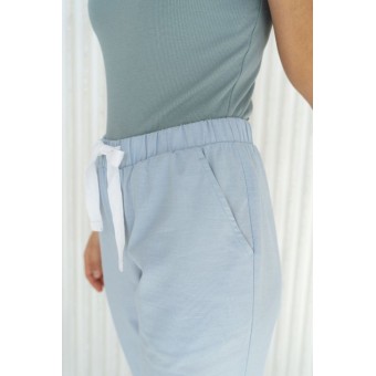 Брюки  женские       трикотажные       голубые  однотонные