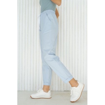 Брюки  женские       трикотажные       голубые  однотонные