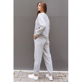 Брюки  женские       трикотажные       серые  однотонные