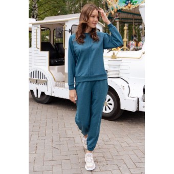 Брюки  женские       трикотажные       голубые  однотонные