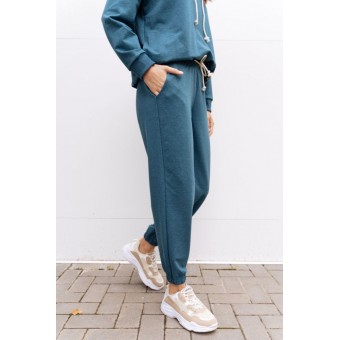 Брюки  женские       трикотажные       голубые  однотонные