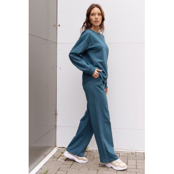 Брюки  женские       трикотажные       голубые  однотонные