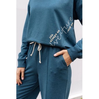 Брюки  женские       трикотажные       голубые  однотонные