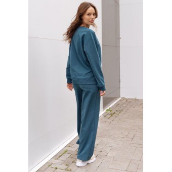 Брюки  женские       трикотажные       голубые  однотонные