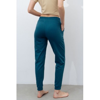 Брюки  женские       трикотажные       Бирюзовый  однотонные