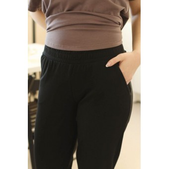 Брюки  женские       из кулирки       черные  однотонные