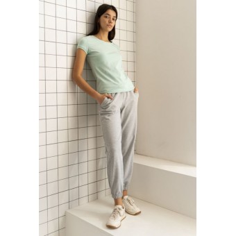 Брюки  женские       трикотажные       серые  однотонные