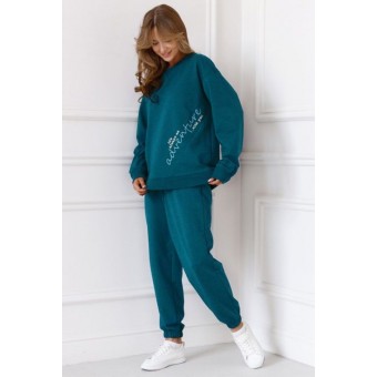 Брюки  женские       трикотажные       голубые  однотонные